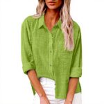 Blusen Damen SCBFDI Sommer Oversized Button Down Langärmelig
