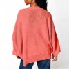 Kapuzenpullover Damen lässig Strick Oversize Hoodie Rot Grün