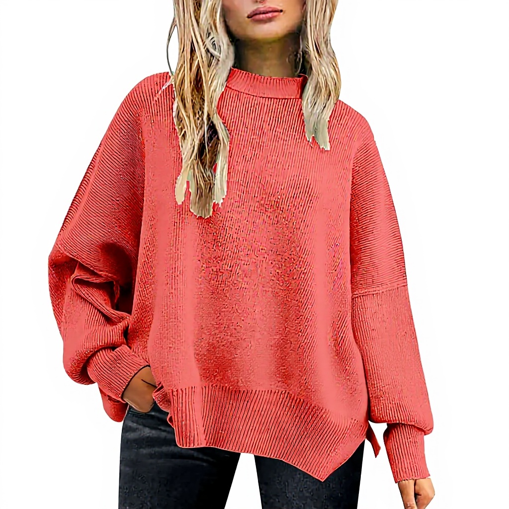 Kapuzenpullover Damen lässig Strick Oversize Hoodie Rot Grün