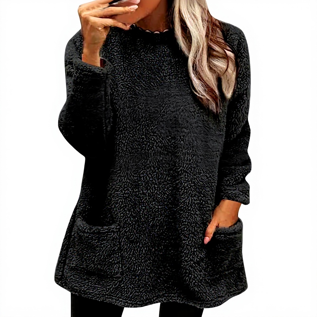 Damen Winter Pullover Plus Size Wärmend Langarm Rundhals