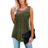 Damen Tank Top Ruffle Stehkragen Ärmellos Blusentop Damen