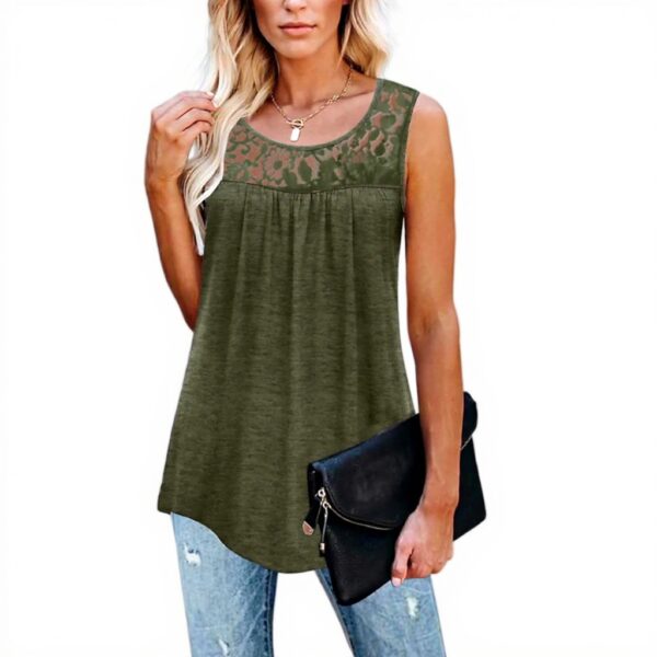 Damen Tank Top Ruffle Stehkragen Ärmellos Blusentop Damen