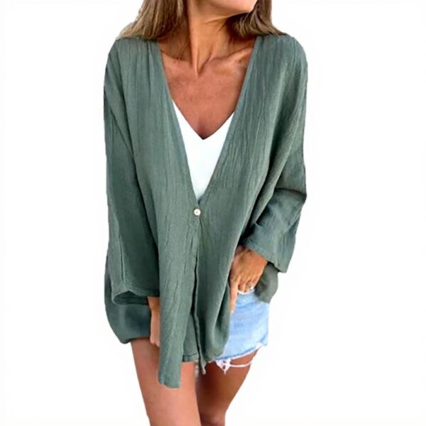 Damen Cardigan Strickjacke leichte Baumwolle lange Ärmel