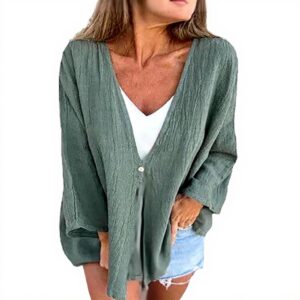 Damen Cardigan Strickjacke leichte Baumwolle lange Ärmel
