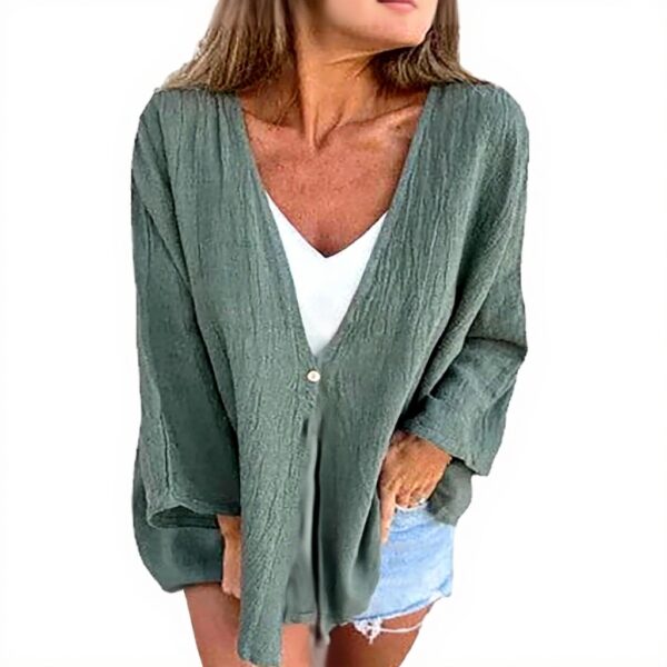 Damen Cardigan Strickjacke leichte Baumwolle lange Ärmel