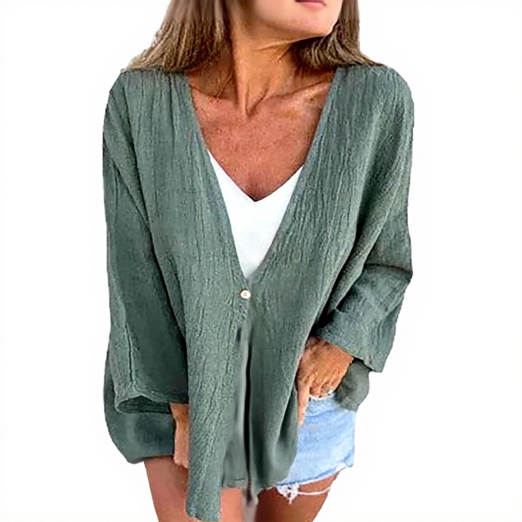 Damen Cardigan Strickjacke leichte Baumwolle lange Ärmel