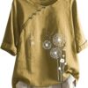 Damenbluse Florale Ärmel Cut Out lässig Damen T-Shirt-1