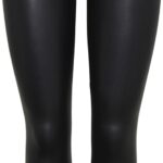 PIECES Damen Leggings Schwarz glänzend dehnbar-0