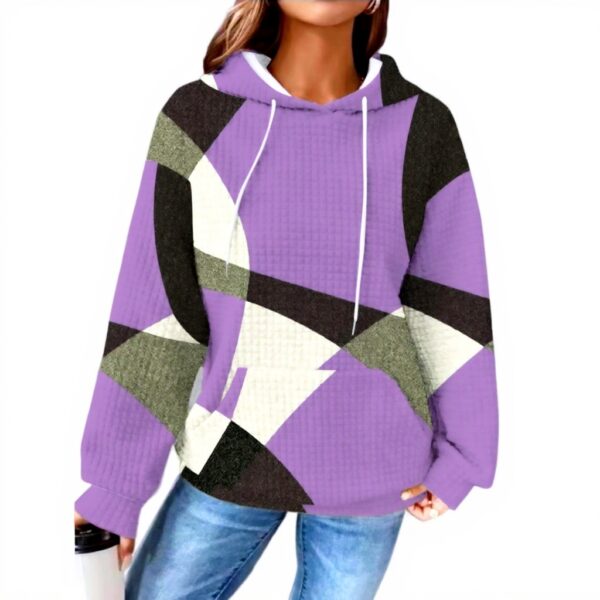 Damen Kapuzenpullover Hinten Vorne Kurz Musterdruck lässig