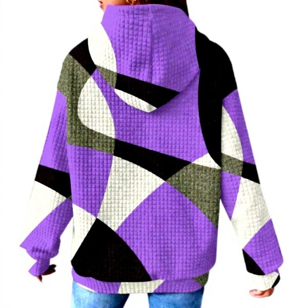 Damen Kapuzenpullover Hinten Vorne Kurz Musterdruck lässig