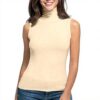 Rolli Top Damen Ydsxlp Rollkragen Ärmellos Stretch Slim Fit