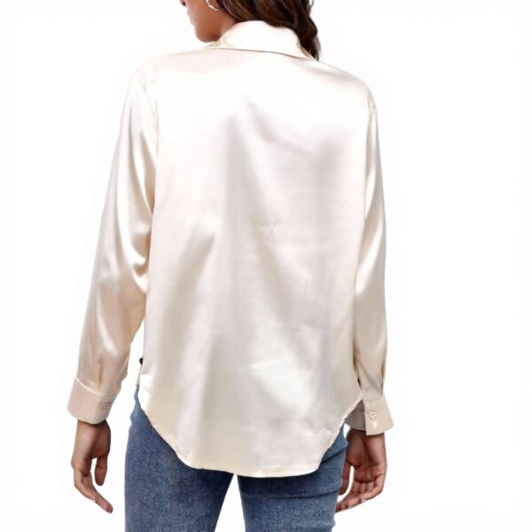 Satinhemd Damen Langarmhemd Seidenimitat Bluse Roségold