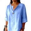 TOFOTL Bluse Damen 34 Arm V-Ausschnitt Country Tunika