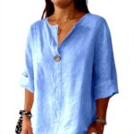 TOFOTL Bluse Damen 34 Arm V-Ausschnitt Country Tunika