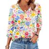 TOFOTL Shirt Damen 34 Arm V-Ausschnitt Bluse Frühlingsmode