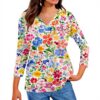 TOFOTL Shirt Damen 34 Arm V-Ausschnitt Bluse Frühlingsmode