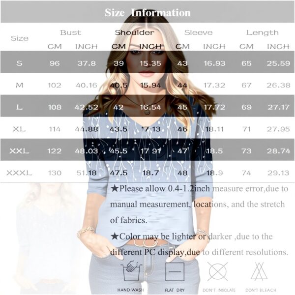 TOFOTL Shirt Damen 34 Arm V-Ausschnitt Bluse Frühlingsmode