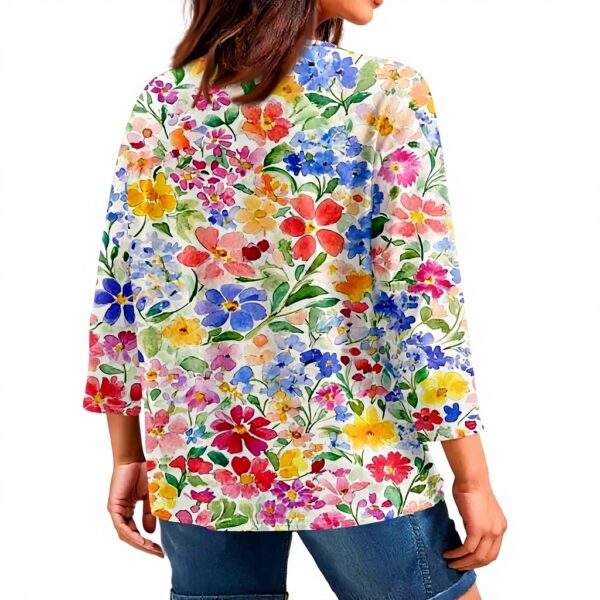 TOFOTL Shirt Damen 34 Arm V-Ausschnitt Bluse Frühlingsmode