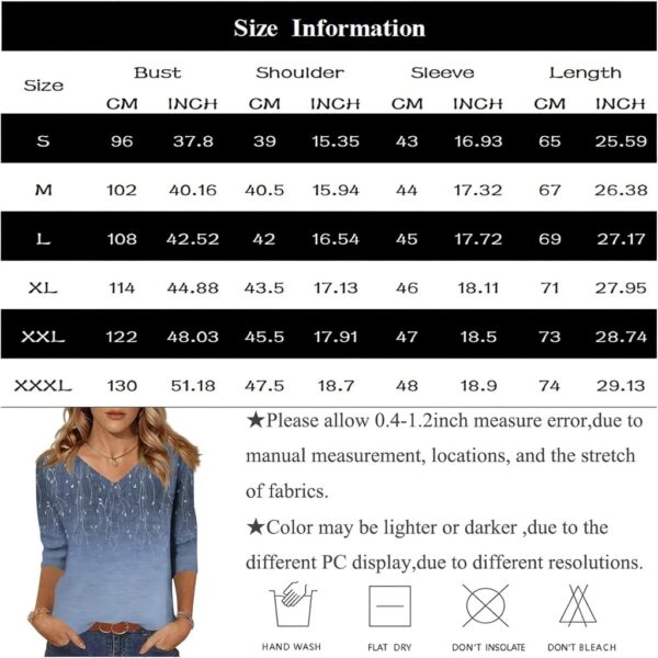 TOFOTL Bluse Damen 34 Arm V-Ausschnitt leicht atmungsaktiv