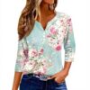 TOFOTL Bluse Damen 34 Arm V-Ausschnitt Country Herbstmode