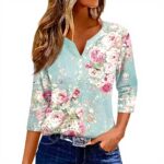 TOFOTL Bluse Damen 34 Arm V-Ausschnitt Country Herbstmode