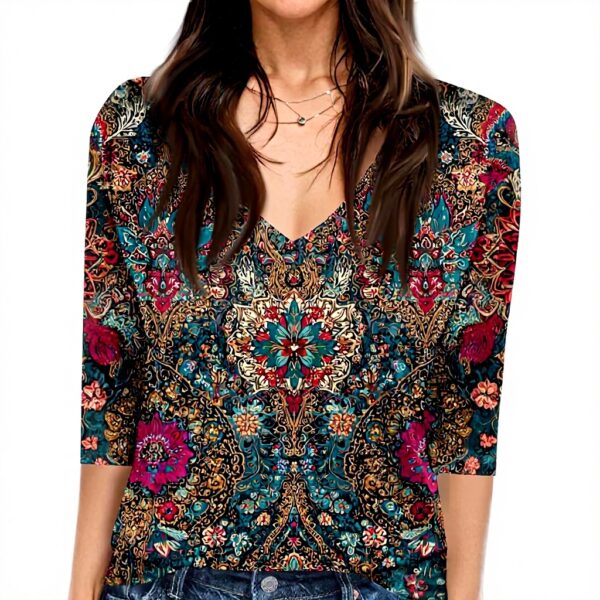 TOFOTL Bluse Damen 34 Arm V-Ausschnitt lässig leicht