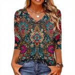 TOFOTL Bluse Damen 34 Arm V-Ausschnitt lässig leicht