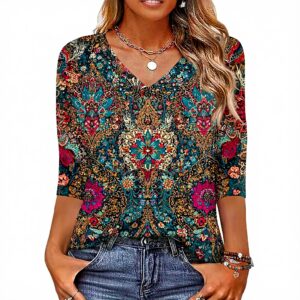 TOFOTL Bluse Damen 34 Arm V-Ausschnitt lässig leicht