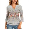 TOFOTL Bluse Damen 34 Arm V-Ausschnitt elegante Mode
