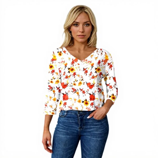 TOFOTL Bluse Damen 34 Arm V-Ausschnitt Frühling Herbst