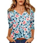 TOFOTL Damen Bluse 34 Arm V-Ausschnitt Frühling Mode