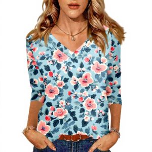 TOFOTL Damen Bluse 34 Arm V-Ausschnitt Frühling Mode
