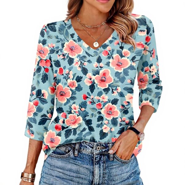 TOFOTL Damen Bluse 34 Arm V-Ausschnitt Frühling Mode