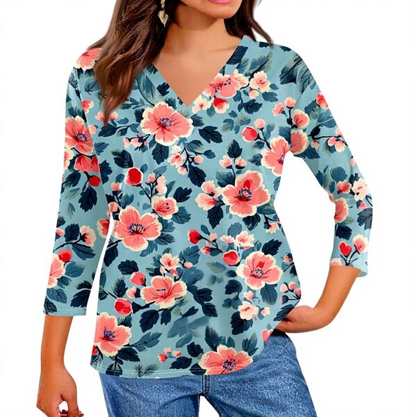 TOFOTL Damen Bluse 34 Arm V-Ausschnitt Frühling Mode