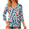 TOFOTL Damen Bluse 34 Arm V-Ausschnitt Frühling Mode