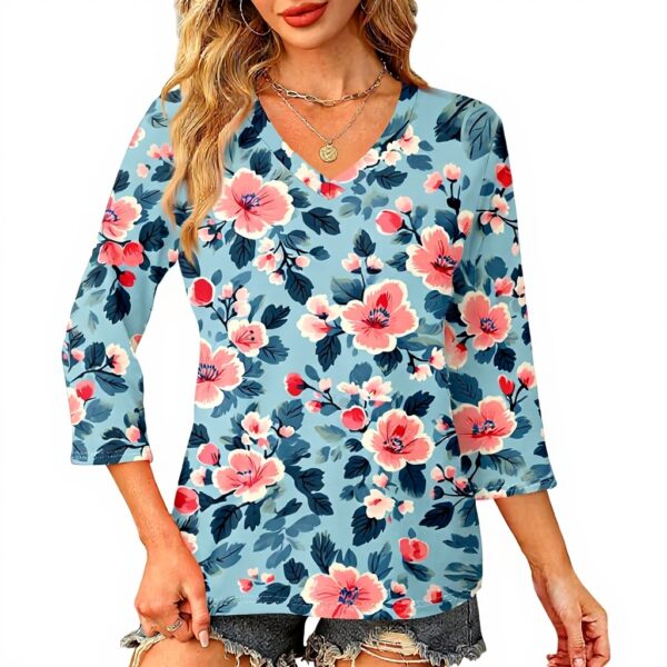 TOFOTL Damen Bluse 34 Arm V-Ausschnitt Frühling Mode