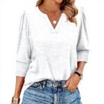 TOFOTL Hawaii Bluse Damen 34 Arm V-Ausschnitt locker