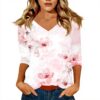 TOFOTL Damen Bluse 34 Arm V-Ausschnitt Hawaii Oberteil