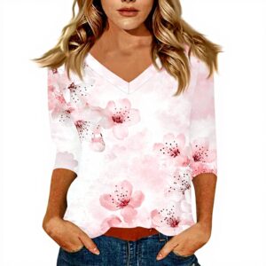 TOFOTL Damen Bluse 34 Arm V-Ausschnitt Hawaii Oberteil