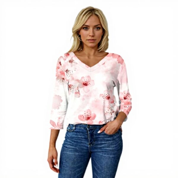 TOFOTL Damen Bluse 34 Arm V-Ausschnitt Hawaii Oberteil