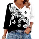 TOFOTL Bluse Damen 34 Arm V-Ausschnitt lässig Herbst