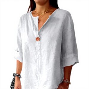 TOFOTL Bluse Damen 34 Arm V-Ausschnitt elegant locker