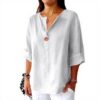 TOFOTL Bluse Damen 34 Arm V-Ausschnitt elegant locker