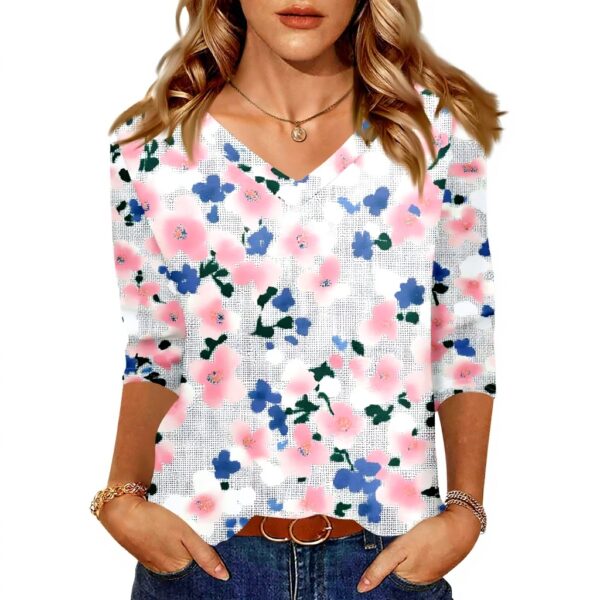 TOFOTL Bluse Damen 34 Arm V-Ausschnitt Hawaii Shirt