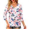 TOFOTL Bluse Damen 34 Arm V-Ausschnitt Hawaii Shirt