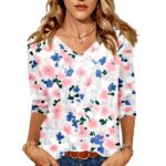 TOFOTL Bluse Damen 34 Arm V-Ausschnitt Hawaii Shirt