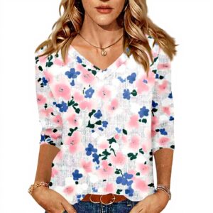 TOFOTL Bluse Damen 34 Arm V-Ausschnitt Hawaii Shirt