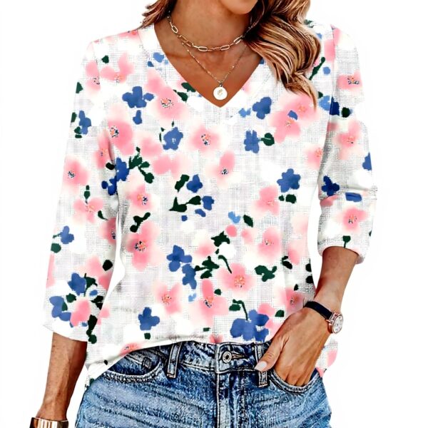 TOFOTL Bluse Damen 34 Arm V-Ausschnitt Hawaii Shirt