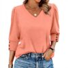 TOFOTL Damen Bluse 34 Arm V-Ausschnitt lockeres Oberteil