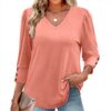 TOFOTL Damen Bluse 34 Arm V-Ausschnitt lockeres Oberteil